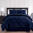 thumbnail image 1 of Navy Oxford Double Needle Luxury Soft Pinch Pleated Comforter Set, 1 of 2