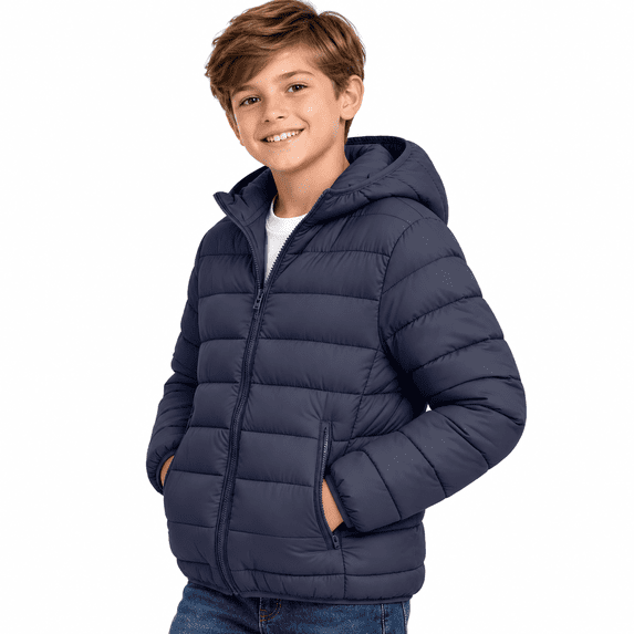 Navy Padded Jacket for Boys Size 14-15 Years, Lightweight Warm School Day Layer for Boys
