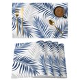thumbnail image 1 of Navy Palm Leaves Placemats Set of 6 Summer Tropical Botanical Leaf Gray Place Mats Indoor Wipeable Table Mats Washable Cloth Dining Table Placemats for Kitchen Holiday Party Home Decor 13x19 Inch, 1 of 9