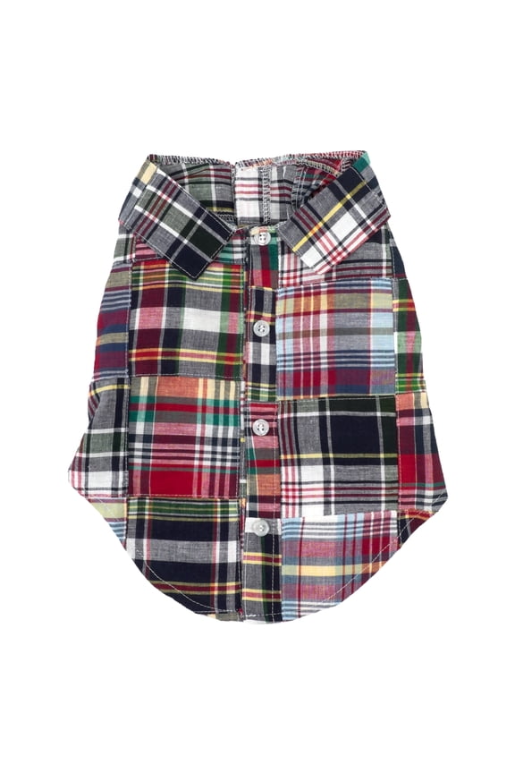 Navy Patch Madras Shirt