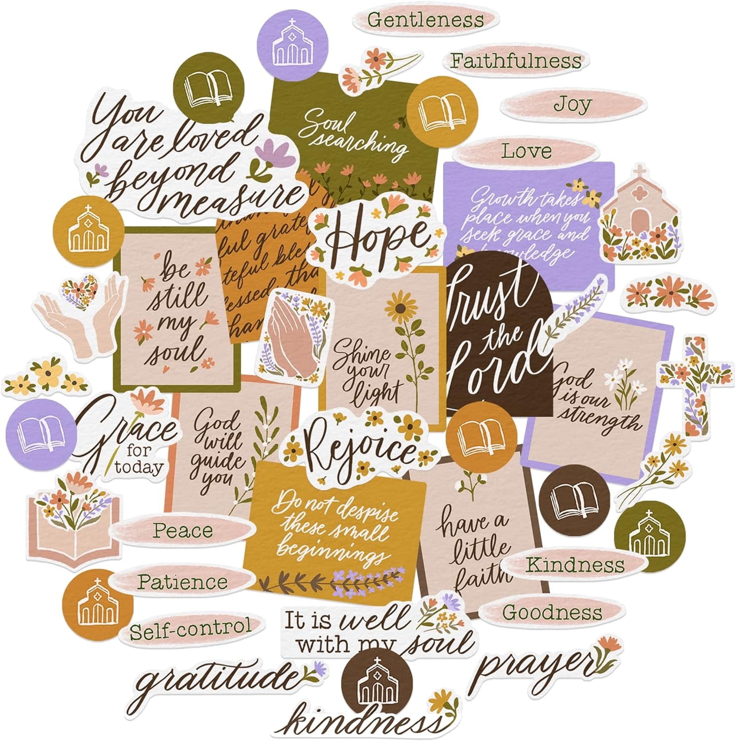 Navy Peony Devotional Vision Board Stickers for Christians (48pcs ...
