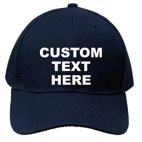 Navy Personalized Text Embroidered Unisex Baseball Cap, Adjustable Hat, Custom Text