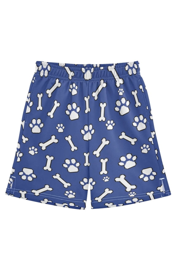 Navy Pet Paw Bone Athletic Shorts Breathable with Comfort Fit Drawstring Casual Sweatshorts X-Small