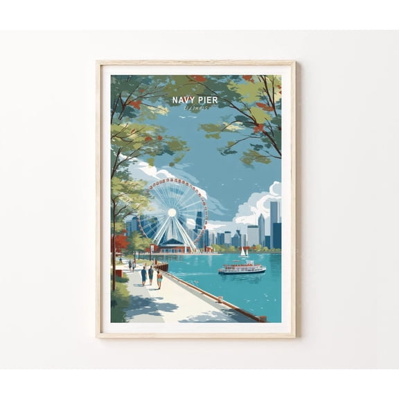 Navy Pier Chicago Illinois Lakefront Skyline Home Decor