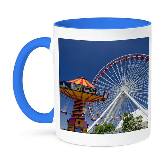 3dRose, Navy Pier, Chicago, Illinois, USA - US14 CMI0028 - Cindy Miller Hopkins, 11oz Two-Tone Blue Mug