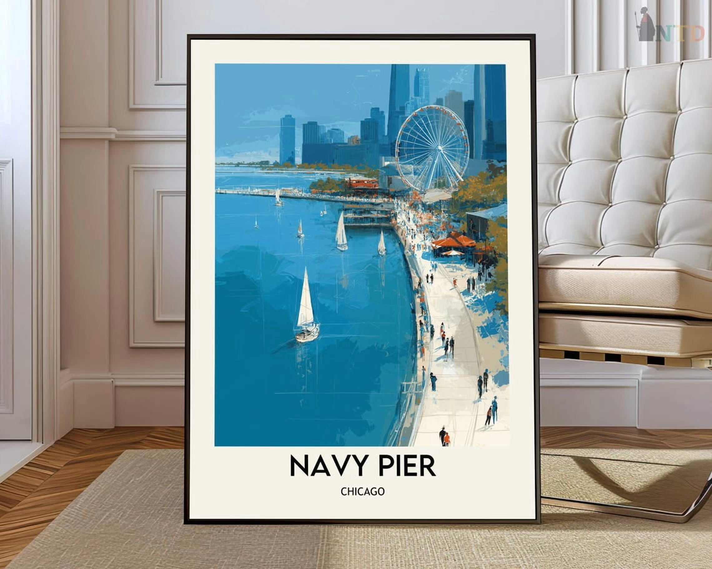Navy Pier Chicago Wall Art, Waterfront Landmark Photography And Urban ...