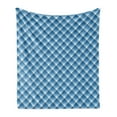 thumbnail image 1 of Navy Plaid Soft Flannel Fleece Throw Blanket, Abstract Diagonal Lines Overlapped Squares Illustration, Cozy Plush for Indoor and Outdoor Use, 50" x 60", Sky Blue Sky Blue, by Ambesonne, 1 of 5