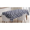 thumbnail image 1 of Navy Plaid Tablecloth, Composition of Lines Simple Traditional Fashion Print, Rectangle Satin Table Cover Accent for Dining Room and Kitchen, 60" X 90", Blue Grey Sea Green, by Ambesonne, 1 of 2