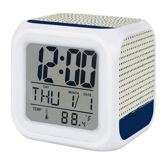 Navy Polka Dot Digital Alarm Clock for Bedrooms, Smart LED Alarm Clock with 7 Color Changing Night Light, Farmhouse Sage Green Modern Simple Silent Wake Up Clocks for Sleep Study Cooking 3.2"x3.2"
