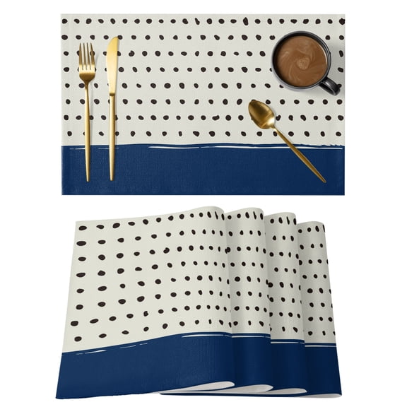 Navy Polka Dot Placemats Set of 2 Farmhouse Sage Green Modern Simple Place Mats Indoor Wipeable Table Mats Washable Cloth Dining Table Placemats for Kitchen Holiday Party Home Decor 13x19 Inch