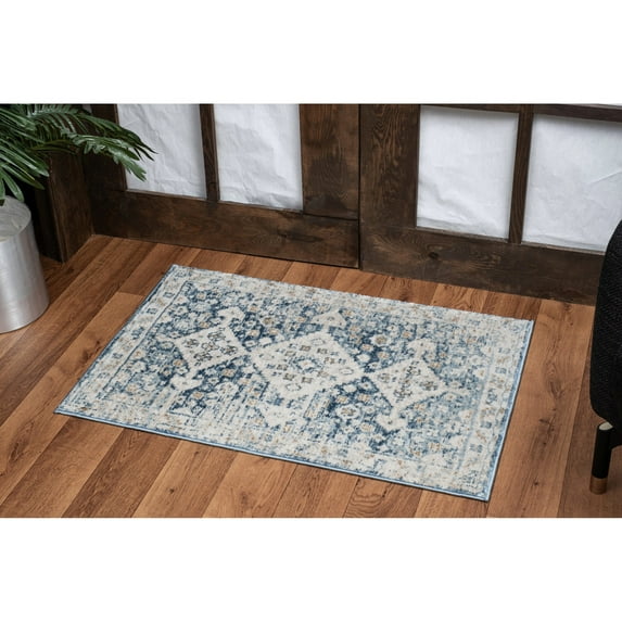 Navy Polyester - Stain Resistant & Durable - High Traffic Areas & Entryways - Kid & Pet Friendly Area Rug