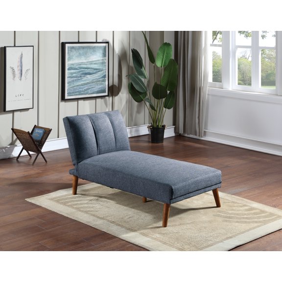 Navy Polyfiber Adjustable Chaise Bed | Contemporary Convertible Sofa | Plush Couch with Solid Wood Legs & Extra Cushion for Ultimate Living Room Comfort | 62"L x 30"W x 31"H