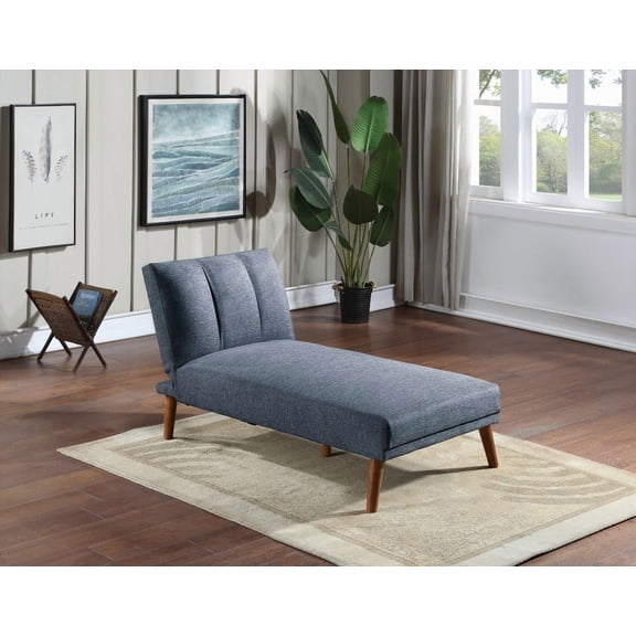 Modern Navy Polyfiber Adjustable Chaise Bed for Living Room with Solid Wood Legs