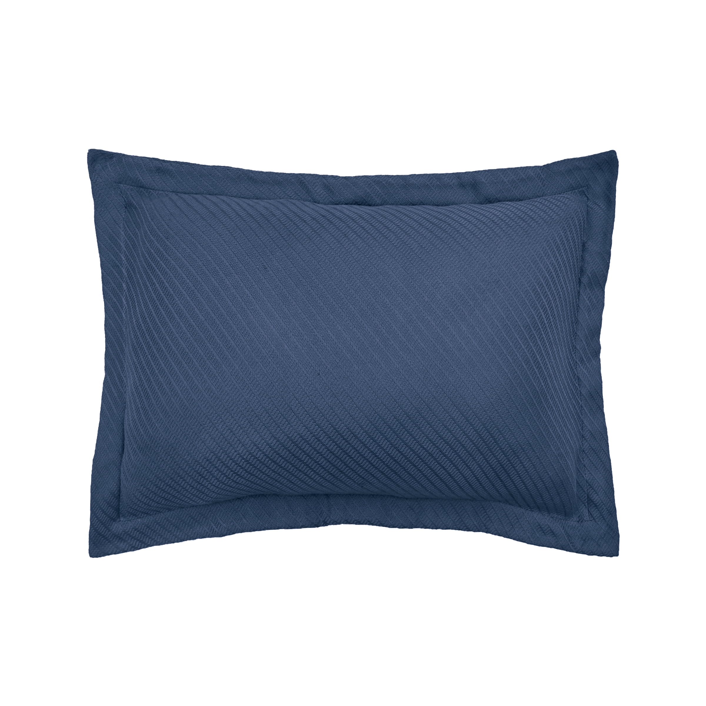 Navy Blue Cotton Standard Sham with Subtle Stripes