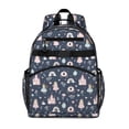 thumbnail image 1 of Navy Princess Castle Pattern Backpack for School,Cute School Bag,Schoolbag with Adjustable Shoulder Straps & Padded Back,15.25"x11.5"x5.25", 1 of 5