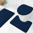 thumbnail image 1 of Navy Printed Bathroom Mat Set | 3-Piece Absorbent Non-Slip Floor Mats | Modern Polyester Toilet & Shower Rugs, 1 of 8