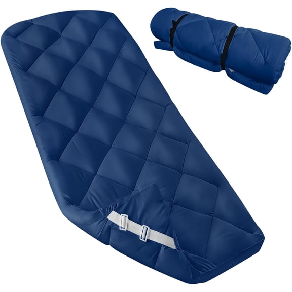 Navy Quilted Cot Pad Sleeping Mat for Camping RV Bunk or Narrow Twin Beds 30 in X 75 in