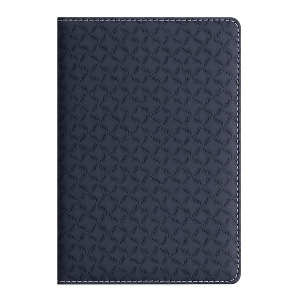 Navy Quilted Leather Business Notebook, Lay Flat Lined Journal with Ribbon Bookmark for Work, 8X6In, 1Pcs