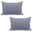 thumbnail image 1 of Navy Quilted Pillowcover Set of 2, Modern Symmetric Triangles Geometric Continuous Abstract Lines Illustration, Standard Queen Size Pillow Cover for Bedroom, 30" x 20", Indigo Cream, by Ambesonne, 1 of 1