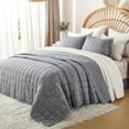 thumbnail image 1 of Navy Quilts Queen Size, Cotton Bedspreads Queen Size, 3-Pieces Queen Quilt Set with Blue Stripe Bedding Coverlet Light Weight Quilted Blanket with 2 Pillow Shams, 1 of 7