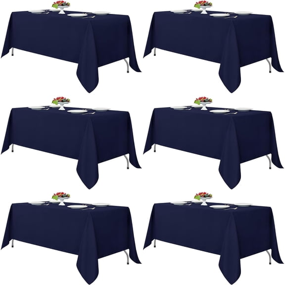 Navy Rectangle Tablecloths for 6 Foot Tables, 6 Pack - 70 x 108 Inches - Stain Resistant and Washable Table Clothes, Polyester Fabric Table Covers for Wedding, Party, Banquet, Buffect