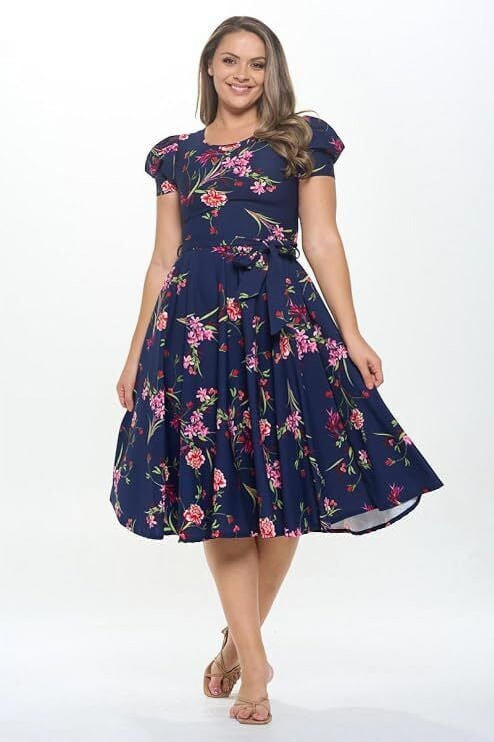 fitted lace wedding dress Navy and Red Floral Maxi Dress with Pockets