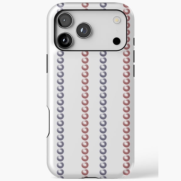Navy Red Chain Link Stripe Pattern iPhone Case 17 16 15 14 13 12 11 Pro Max