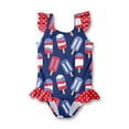 thumbnail image 1 of Millie Loves Lily Female Navy & Red Popsicles Ruffle-Accent One-Piece Swimsuit UPF 50 Sizes (2T-10), 1 of 3