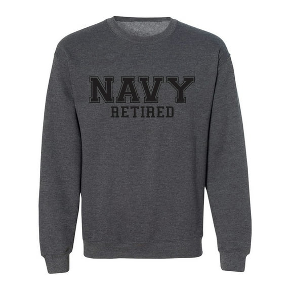 Navy Retired Black logo Military Style PT Crewneck Sweatshirt
