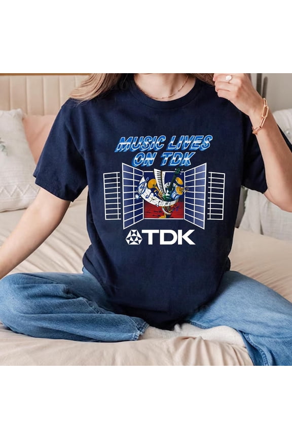 Navy Retro Boombox Graphic T-Shirt | TDK Tape Deck Design | Comfort Colors for Music Lovers
