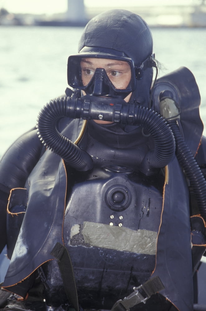 Navy SEAL combat swimmer wearing a closed circuit rebreather Canvas Art - Michael WoodStocktrek Images (23 x 35)