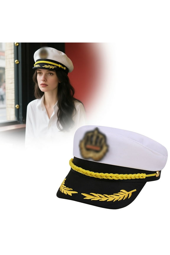 Navy Sailor Cap Yacht Boat Hat Adjustable Prop for Nautical Theme Party Marine Accessory