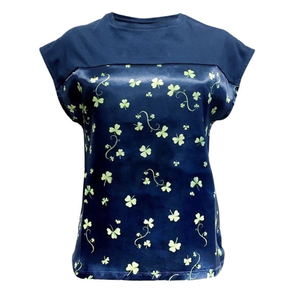 Navy Shamrock Satin T-Shirt