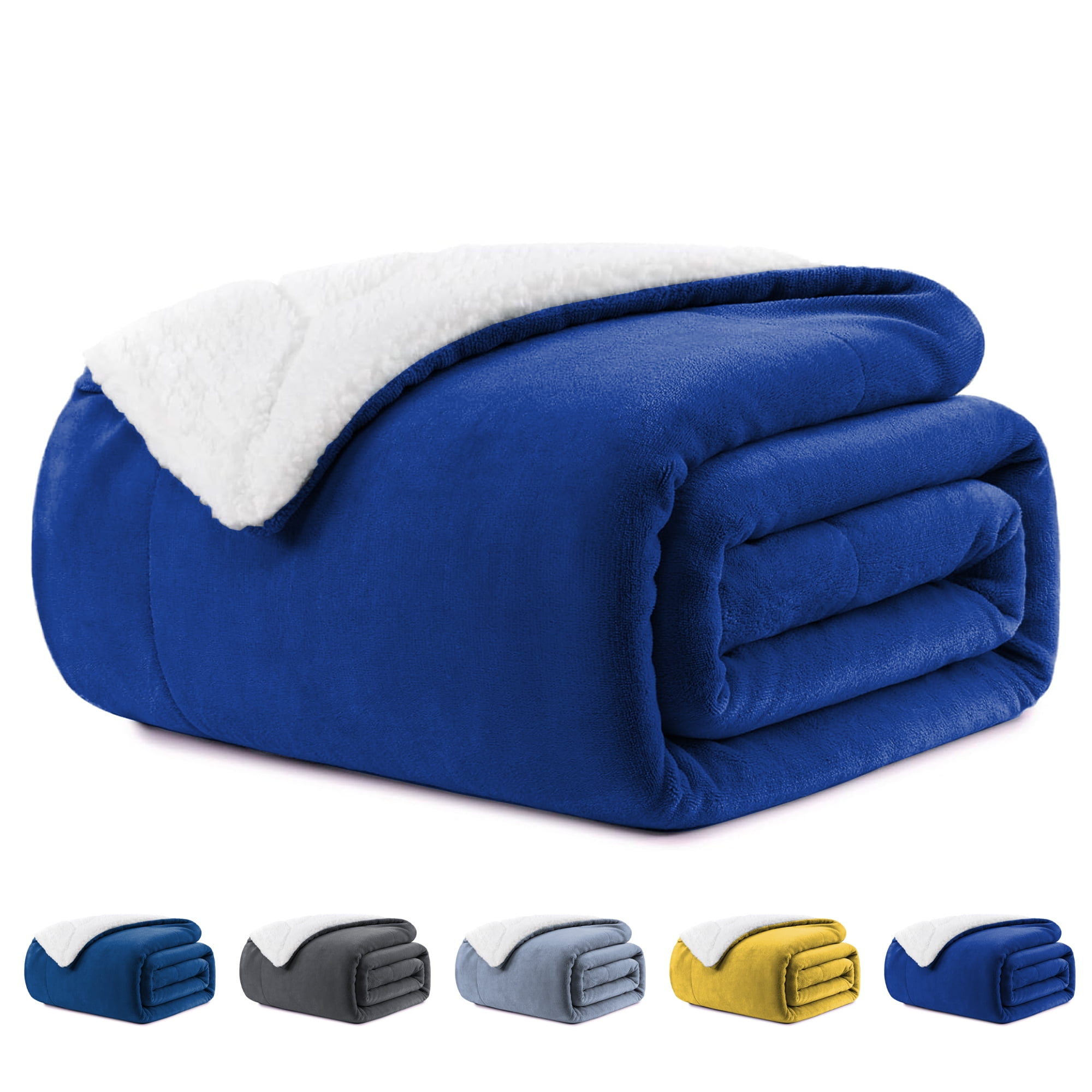 Homieway Navy Sherpa Blankets, Twin Size Fleece Throw Blankets, Soft ...