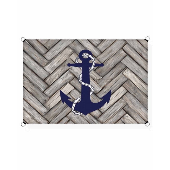 Navy Ship Anchors Sun Shade Sail 14'X18' Retro Brown Wooden Textures Oceans UV Block Outdoor Sail Shades Breathable Waterproof Rectangular Sunshade for Patio Garden Pool Pergola Porch