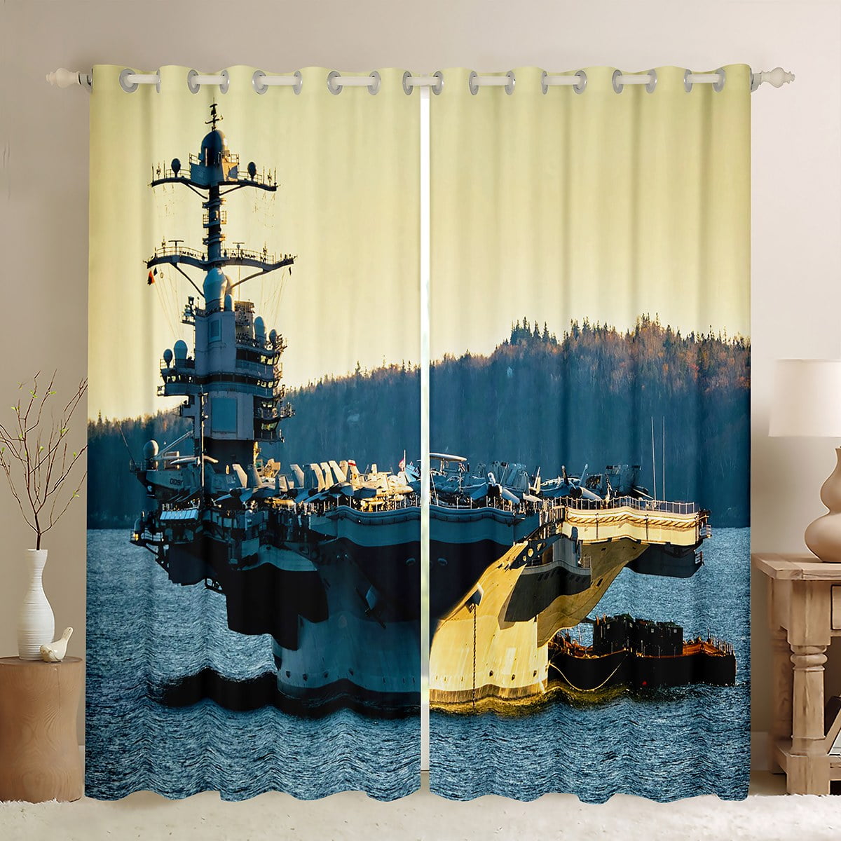 Navy Ship 30%-50% Blackout Curtains Military Theme Curtains Warship ...