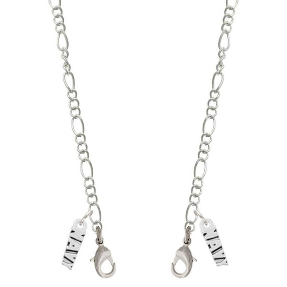 Navy Silvertone Face Mask Necklace