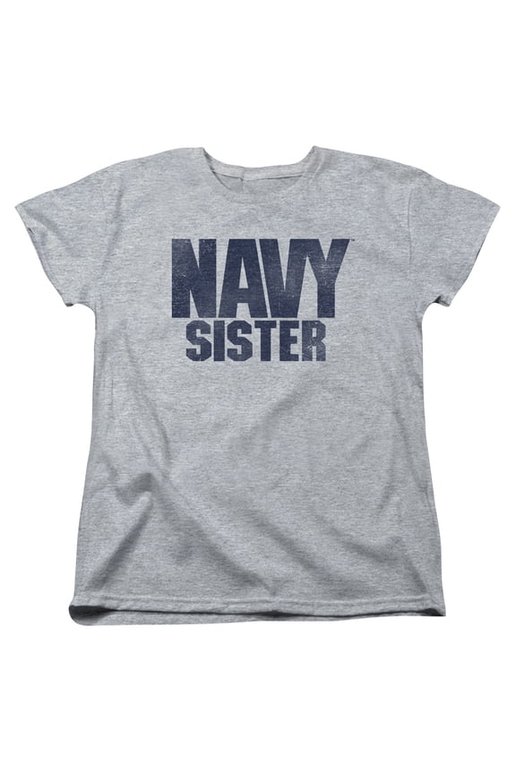 Sportswear NA108F-WT-2 Navy Sister Womens Short Sleeve T-Shirt, Athletic Heather - Medium