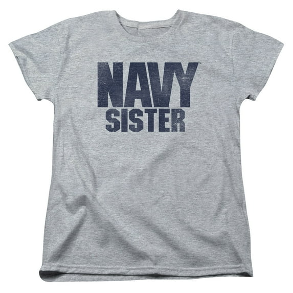 Trevco Sportswear NA108F-WT-5 Navy Sister Womens Short Sleeve T-Shirt, Athletic Heather - 2X