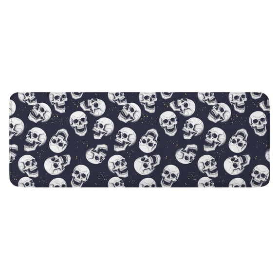 Navy Skull Pattern Kitchen Rug Mat,Kitchen Runner Rugs Non Skid Washable,Decorative Kitchen Floor Mats for Kitchen,Sink,Laundry,17"x47.2"