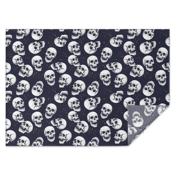 Navy Skull Pattern Rectangle Tablecloth 60"x84",Waterproof Polyester Rectangle Table Cloth, Wipeable Spillproof Polyester Tablecloth for Dining, Camping, Indoor and Outdoor