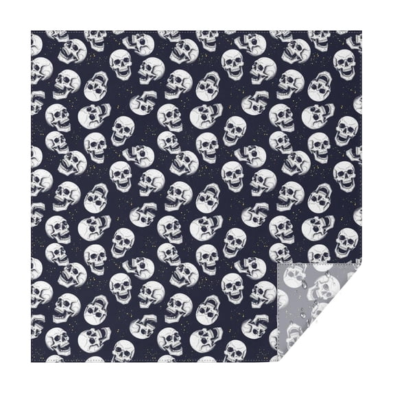 Navy Skull Pattern Square Tablecloth,Waterproof Square Table Cover,Wipeable Spillproof Washable Table Cover for Home Kitchen Party Decor 42"X42"(107x107cm)