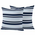 thumbnail image 1 of Navy Sky Blue Ombre Striped Outdoor Waterproof Pillow Covers, Gradient Horizontal Lines Decorative Square Throw Pillowcase Sofa Cushion Sham for Patio/Couch/Chair, 24"x24" 2 Pack, 1 of 8