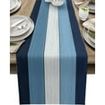 thumbnail image 1 of Navy Sky Blue White Table Runner,Farmhouse Cotton Linen Tablecloth Summer Holiday Table Decorations for Home,Kitchen,Dining Room,Indoor,Outdoor,13X108 Inches Extra Long,Retro Rustic Barn Wood Texture, 1 of 6