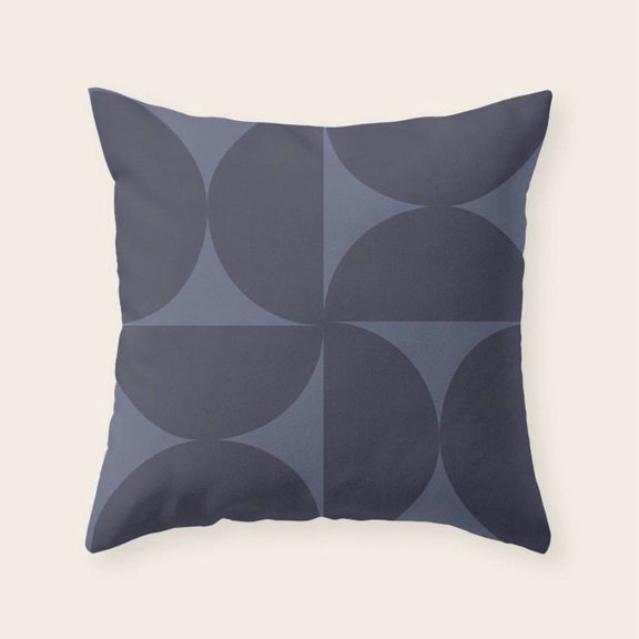 Navy Slate Geometric Circle Polyester Velvet Throw Pillow Cover Only, Envelope Closure, No Insert