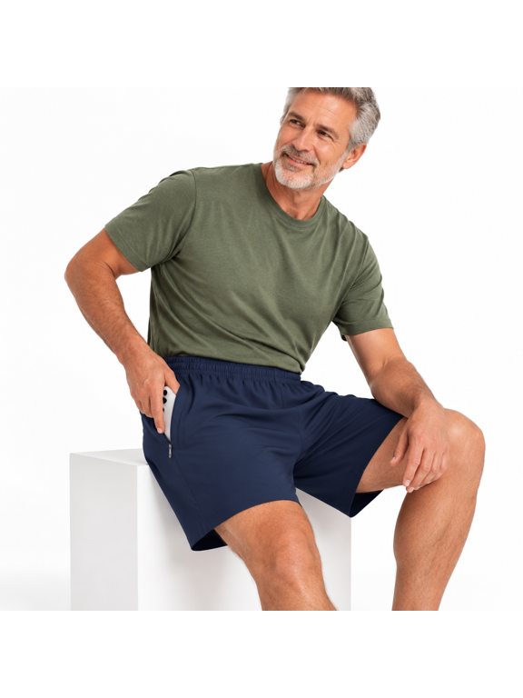 Navy Small Men's 5" Inseam Linerless Quick Dry Athletic Workout Shorts