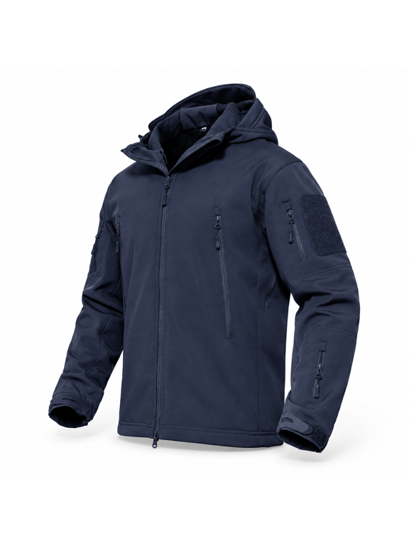 Navy Small Men's Winter Waterproof Softshell Rain Coat with Pockets