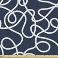 thumbnail image 1 of Ambesonne Navy Fabric by the Yard Upholstery, Tangled Ocean Marine Theme, 2 Yards, Navy Blue and White, 1 of 4
