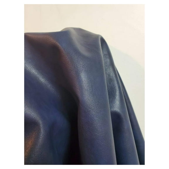 Navy Soft Faux Leather Fabric Sheet PU (Peta Approved Vegan) Sold by The Yard Synthetic Pleather 0.9 mm Nappa Soft Smooth Upholstery (Navy, by The Yard)
