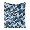 thumbnail image 1 of Navy Soft Flannel Fleece Blanket, Soft Pastel Toned Modern Herringbone Pattern with Zigzag Twisty Stripes Image, Cozy Plush for Indoor and Outdoor Use, 50" x 70", Dark and Slate Blue, by Ambesonne, 1 of 5
